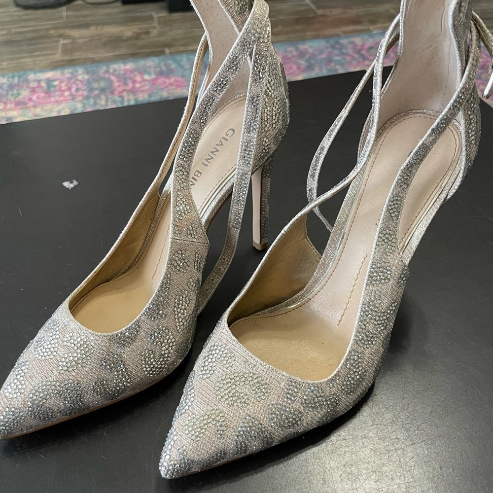 Rhinestone leopard nude stiletto
